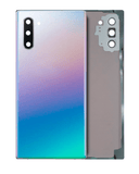 Replacement Back Cover Glass With Camera Lens Compatible with Samsung Galaxy Note 10 (No Logo) (Aftermarket Plus) (Aura Glow / Silver)