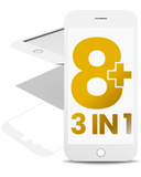 Replacement 3 in 1 (Glass With OCA Pre-Installed + Frame) Compatible with OCA Master iPhone 8 Plus (OCA Master) (2 Pack) (White)