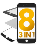 Replacement 3 in 1 (Glass With OCA Pre-Installed + Frame) Compatible with OCA Master iPhone 8 (OCA Master) (2 Pack) (Black)