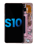 Replacement LCD Assembly With Frame (Without Finger Print Sensor) Compatible with Samsung Galaxy S10 (Aftermarket Plus: TFT) (Flamingo Pink)