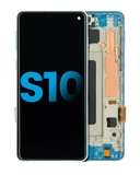 Replacement LCD Assembly With Frame (Without Finger Print Sensor) Compatible with Samsung Galaxy S10 (Aftermarket Plus: TFT) (Prism Blue)