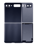 Replacement Top & Bottom Back Cover Glass With Camera Lens Compatible with Samsung Galaxy Z Flip 4G (F700) / Z Flip 5G (F707) (Aftermarket Plus) (Mirror Black)