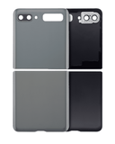 Replacement Top & Bottom Back Cover Glass With Camera Lens Compatible with Samsung Galaxy Z Flip 4G (F700) / Z Flip 5G (F707) (Aftermarket Plus) (Mystic Gray)