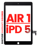 Replacement Digitizer Compatible with Apple iPad Air 1 / iPad 5 (2017) (No Home Button Installed) (Aftermarket Pro: XO7) (Black)