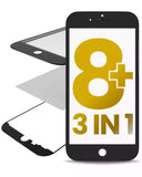 Replacement 3 in 1 (Glass With OCA Pre-Installed + Frame) Compatible with OCA Master iPhone 8 Plus (OCA Master) (2 Pack) (Black)