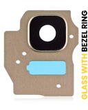 Replacement Back Camera Lens With Bezel Ring Compatible with Samsung Galaxy S8 Plus (Gold)
