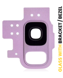 Replacement Back Camera Lens With Bracket / Bezel Compatible with Samsung Galaxy S9 (Lilac Purple)