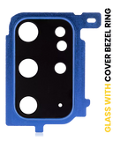 Replacement Back Camera Lens With Cover Bezel Ring Compatible with Samsung Galaxy S20 Plus (Cloud Blue)