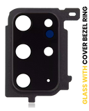 Replacement Back Camera Lens With Cover Bezel Ring Compatible with Samsung Galaxy S20 Plus (Cosmic Black)