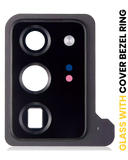 Replacement Back Camera Lens With Cover Bezel Ring Compatible with Samsung Galaxy Note 20 Ultra (Mystic Black)