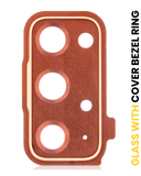 Replacement Back Camera Lens With Cover Bezel Ring Compatible with Samsung Galaxy S20 FE 4G / 5G (Cloud Orange)