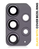Replacement Back Camera Lens With Cover Bezel Ring Compatible with Samsung Galaxy A72 (A725 / 2021) (Awesome Black)