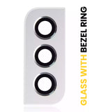 Replacement Back Camera Lens With Bezel Ring Compatible with Samsung Galaxy S22 / S22 Plus (White)