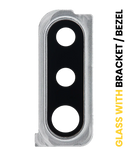 Replacement Back Camera Lens With Bracket / Bezel Compatible with Samsung Galaxy A30s (A307 / 2019) (Silver)
