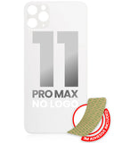 Replacement Back Glass With 3M Adhesive Compatible with Apple iPhone 11 Pro Max (No Logo / Large Camera Hole) (Silver)