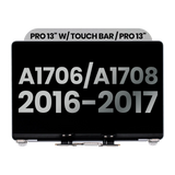 Replacement Complete LCD Display Assembly Compatible with Apple MacBook Pro 13" A1706 / A1708 (2016-2017) (Used OEM Pull: Grade A) (Space Gray)