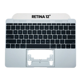 Replacement Top Case With Keyboard Compatible with Apple MacBook 12" A1534 (2015) (US English) (Used OEM Pull: Grade A) (Silver)