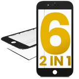 Replacement 2 in 1 (Front Glass + Frame Pre-Installed) Compatible with Apple iPhone 6 (2 Pack) (Black)