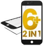 Replacement 2 in 1 (Front Glass + Frame Pre-Installed) Compatible with Apple iPhone 6 Plus (2 Pack) (Black)