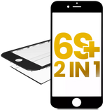 Replacement 2 in 1 (Front Glass + Frame Pre-Installed) Compatible with Apple iPhone 6S Plus (2 Pack) (Black)