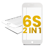 Replacement 2 in 1 (Front Glass + Frame Pre-Installed) Compatible with Apple iPhone 6S (2 Pack) (White)