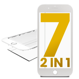Replacement 2 in 1 (Front Glass + Frame Pre-Installed) Compatible with Apple iPhone 7 (2 Pack) (White)