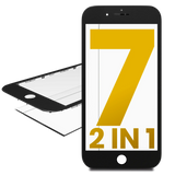 Replacement 2 in 1 (Front Glass + Frame Pre-Installed) Compatible with Apple iPhone 7 (2 Pack) (Black)