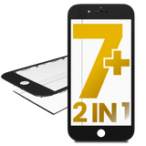Replacement Glass With Frame Pre-Installed Compatible with Apple iPhone 7 Plus (Black) (Premium / 2 in 1) (2 Pack)