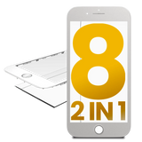 Replacement 2 in 1 (Front Glass + Frame) Compatible with Apple iPhone 8 (2 Pack) (White)