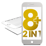 Replacement Glass With Frame Pre-Installed Compatible with Apple iPhone 8 Plus (White) (Premium / 2 in 1) (2 Pack)