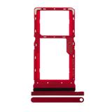 Replacement Dual Sim Card Tray Compatible with Motorola Moto G8 Play (XT2015 / 2019) (Magenta red)