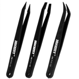 Anti-Static Heat Resistant Flat Pointed Curved Tweezers 3 Piece Set (JM-T11) (Jakemy) Compatible with Jakemy