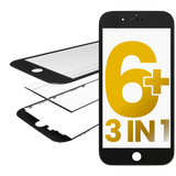 Replacement 3 in 1 (Front Glass + Frame + OCA Pre-Installed) Compatible with Apple iPhone 6 Plus (2 Pack) (Black)