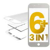 Replacement 3 in 1 (Front Glass + Frame + OCA Pre-Installed) Compatible with Apple iPhone 6 Plus (2 Pack) (White)