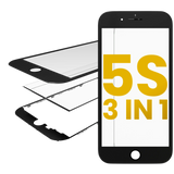 Replacement 3 in 1 (Front Glass + Frame + OCA Pre-Installed) Compatible with Apple iPhone 5S (2 Pack) (Black)
