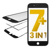 Replacement 3 in 1 (Glass With OCA Pre-Installed + Frame) Compatible with OCA Master iPhone 7 Plus (OCA Master) (2 Pack) (Black)