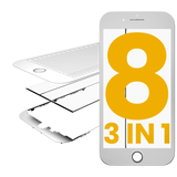 Replacement 3 in 1 (Glass With OCA Pre-Installed + Frame) Compatible with OCA Master iPhone 8 (OCA Master) (2 Pack) (White)