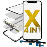 Replacement 4 in 1 Short Flex (Digitizer Touch With Glass + OCA + Frame Pre-installed) Compatible with OCA Master iPhone X (OCA Master)
