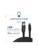 Replacement 3 ft MFI Lightning To USB Type A Cable (AmpSentrix) (Alpha) (Black) Compatible with Apple