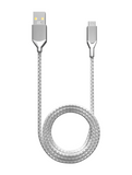 Replacement 6 ft Micro USB To USB Type A Cable (AmpSentrix) (Infinity) (Silver) Compatible with Ampsentrix