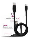 Replacement 6 ft USB Type C To USB Type A Cable (AmpSentrix) (Alpha) (Black) Compatible with Ampsentrix