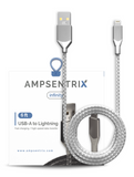 Replacement 6 ft Non-MFI USB Type A To Lightning Cable (AmpSentrix) (Infinity) (Silver) Compatible with Ampsentrix