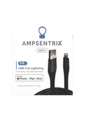 Replacement 6 ft MFI Lightning To USB Type A Cable (AmpSentrix) (Alpha) (Black) Compatible with Ampsentrix