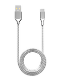 Replacement 6 ft USB Type C To USB Type A Cable (AmpSentrix) (Infinity) (Silver) Compatible with Ampsentrix