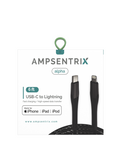 Replacement 6 ft MFI Lightning To USB Type C Cable (AmpSentrix) (Alpha) (Black) Compatible with Ampsentrix