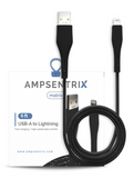 Replacement 6 ft Non-MFI USB Type A To Lightning Cable (AmpSentrix) (Matrix) (Black) Compatible with Ampsentrix