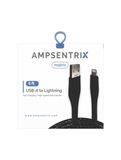 Replacement 6 ft Non-MFI USB Type A To Lightning Cable (AmpSentrix) (Matrix) (Black) Compatible with Ampsentrix