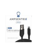 Replacement 6 ft Non-MFI USB Type A To Lightning Cable (AmpSentrix) (Infinity) (Black) Compatible with Ampsentrix