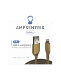 Replacement 6 ft Non-MFI USB Type A To Lightning Cable (AmpSentrix) (Infinity) (Gold) Compatible with Ampsentrix