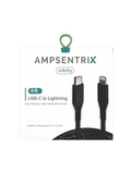 Replacement 6 ft Non-MFI USB Type C To Lightning Cable (AmpSentrix) (Infinity) (Black) Compatible with Ampsentrix